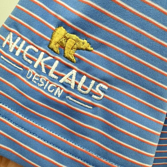 Straight Down Polo Shirt Mens Small Nicklaus Design Performance Blue Stripe Golf - Picture 5 of 9